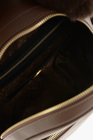 LOVE faux leather backpack with faux fur Applied
