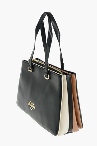 LOVE borsa tote in ecopelle con triplo scomparto e logo dorato