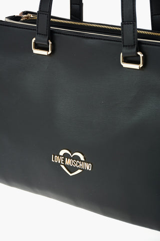LOVE borsa tote in ecopelle con triplo scomparto e logo dorato