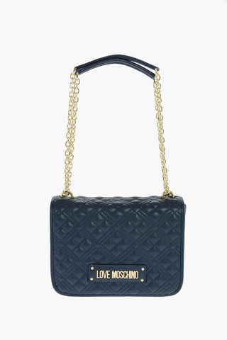 LOVE quilted faux leather shoulder bag with double chain