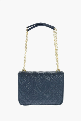 LOVE quilted faux leather shoulder bag with double chain