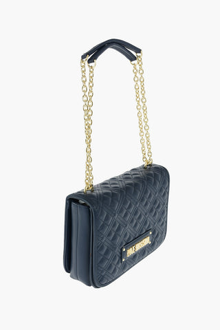 LOVE quilted faux leather shoulder bag with double chain