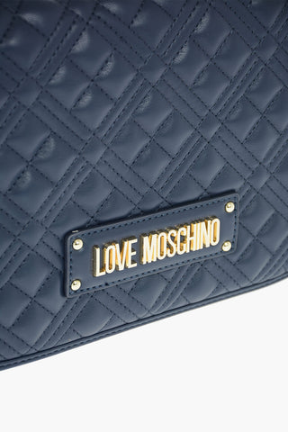 LOVE quilted faux leather shoulder bag with double chain