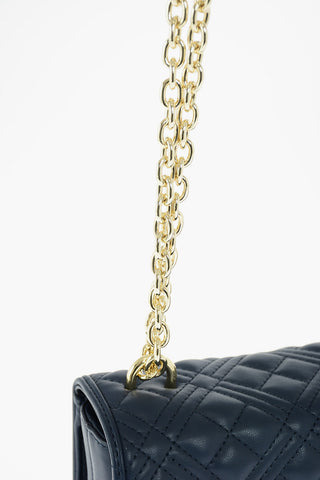 LOVE quilted faux leather shoulder bag with double chain