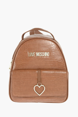 LOVE crocodile printed faux leather backpack