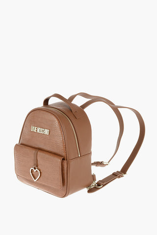 LOVE crocodile printed faux leather backpack
