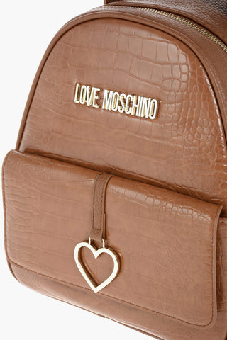 LOVE crocodile printed faux leather backpack