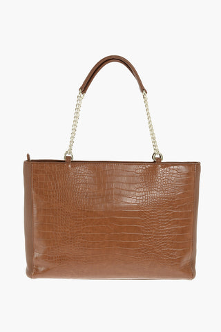 LOVE Crocodile Effect faux leather tote bag with maxi pocket on the front 