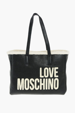 LOVE faux leather tote bag with faux fur inner