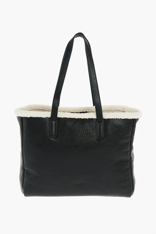 LOVE faux leather tote bag with faux fur inner