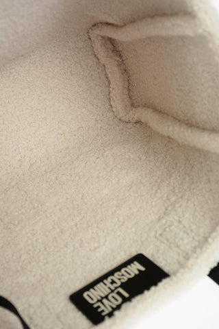 LOVE faux leather tote bag with faux fur inner