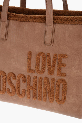 LOVE faux leather tote bag with faux fur inner