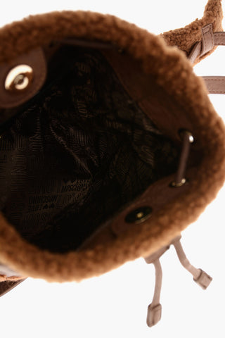 LOVE faux leather mini bucket bag with faux fur details