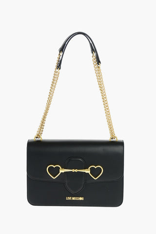 LOVE faux leather shoulder bag with chain