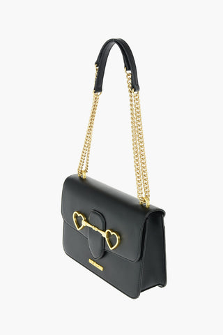 LOVE faux leather shoulder bag with chain