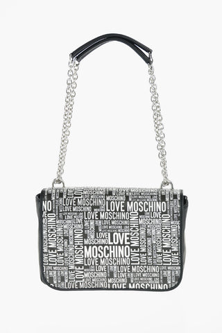 LOVE borsa a tracolla in ecopelle con logo all over