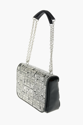 LOVE borsa a tracolla in ecopelle con logo all over
