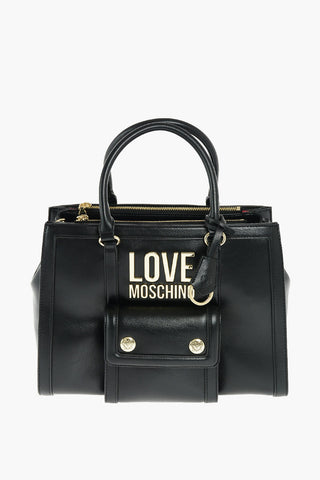 LOVE faux leather top handle bag with double zip and removable shoulder strap