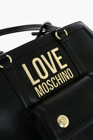 LOVE faux leather top handle bag with double zip and removable shoulder strap