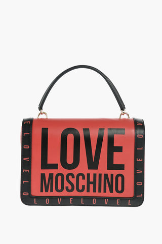 LOVE logo printed top handle bag with removable shoulder strap