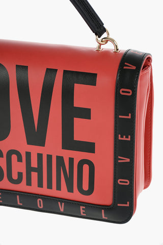 LOVE logo printed top handle bag with removable shoulder strap