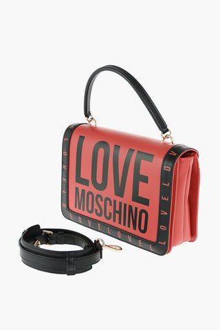 LOVE logo printed top handle bag with removable shoulder strap