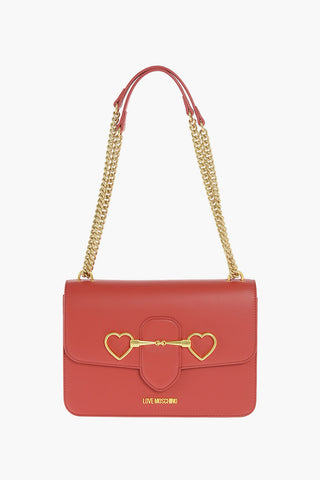 LOVE faux leather shoulder bag with chain