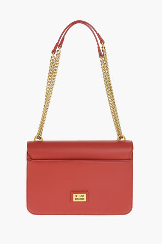 LOVE faux leather shoulder bag with chain