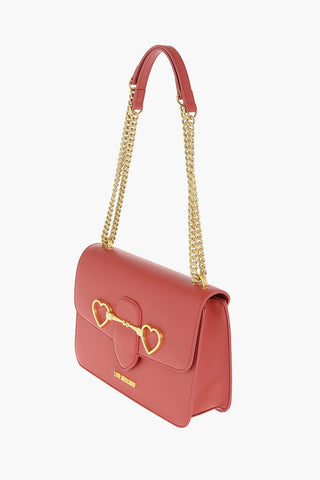 LOVE faux leather shoulder bag with chain