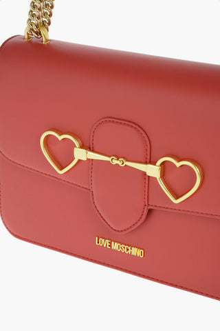 LOVE faux leather shoulder bag with chain