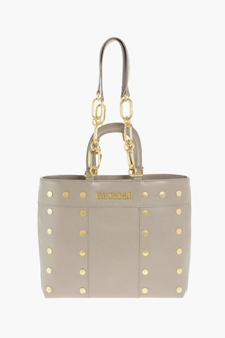 LOVE faux leather tote bag with studs