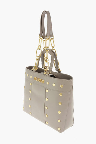 LOVE faux leather tote bag with studs