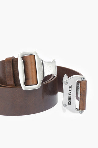 40mm leather B-CLIC belt with snap buckle