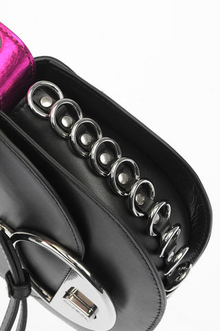 leather MAGGIE BR saddle bag with twist-lock closure