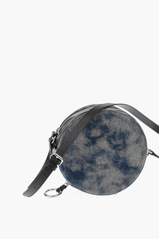 denim round OPHITE crossbody bag with embossed logo