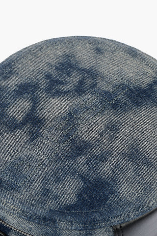denim round OPHITE crossbody bag with embossed logo
