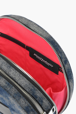 denim round OPHITE crossbody bag with embossed logo