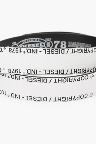 35mm two tone faux leather B-FULCOPY belt with all over logo print