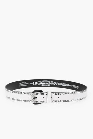 35mm two tone faux leather B-FULCOPY belt with all over logo print