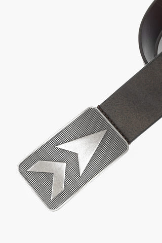 40mm leather B-PLYT belt with metal plaque