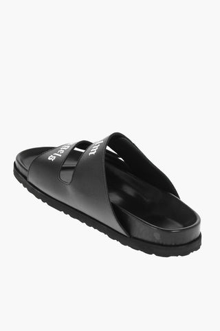 Sandali in Pelle con Chiusura in Velcro Logata