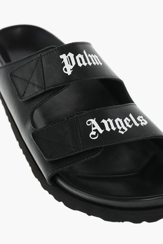 Sandali in Pelle con Chiusura in Velcro Logata