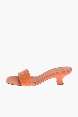 7cm Crocodile Effect Leather FREDDY Sandals with Spool Heel