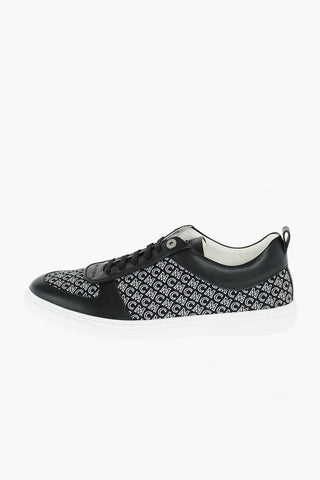 Sneakers in pelle e tessuto con logo