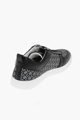 Sneakers in pelle e tessuto con logo