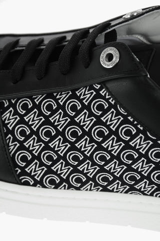 all over logo leather and fabric sneakers