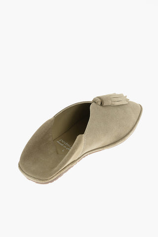 Babouche in pelle scamosciata con nappina