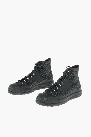 SLAMJAM sneakers alte in tessuto e motivo a rombi con dettagli in lurex