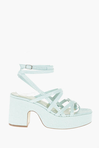 10cm Crocodile Effect Leather PAMELA lace up sandals with plateau