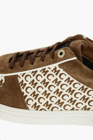 all over logo suede leather and fabric sneakers